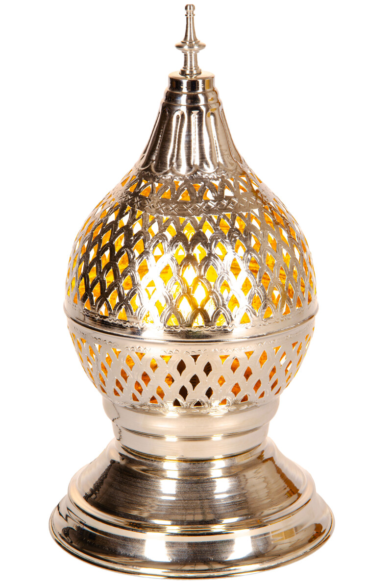 Orientalische Messing Tischlampe Nachttischlampe Ishrat Silb