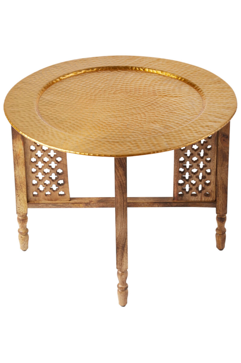Orientalischer Couchtisch Hania Gold Braun 60cm | aus Holz u