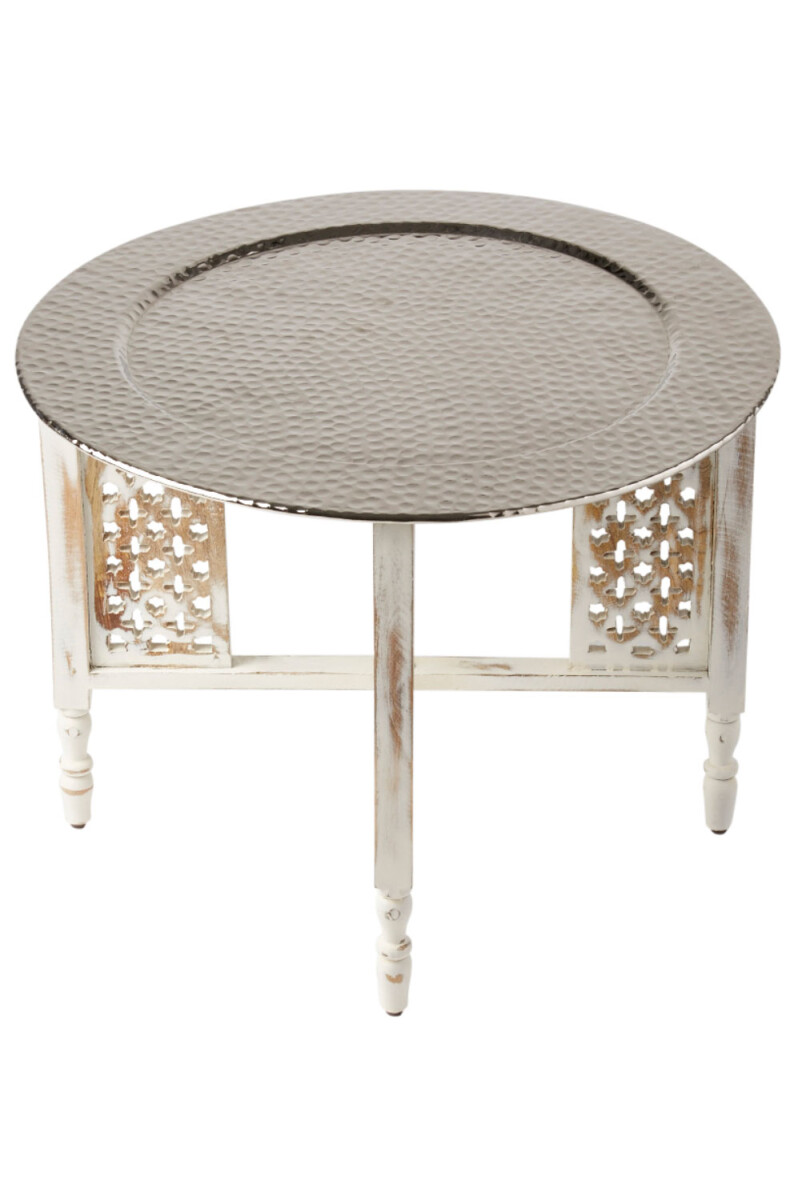 Orientalischer Couchtisch Hania Weiß Silber 60cm | Hol