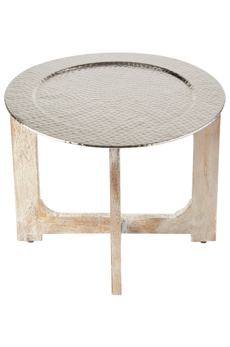 Orientalischer Couchtisch Cadiz Weiß Silber 60cm | Hol