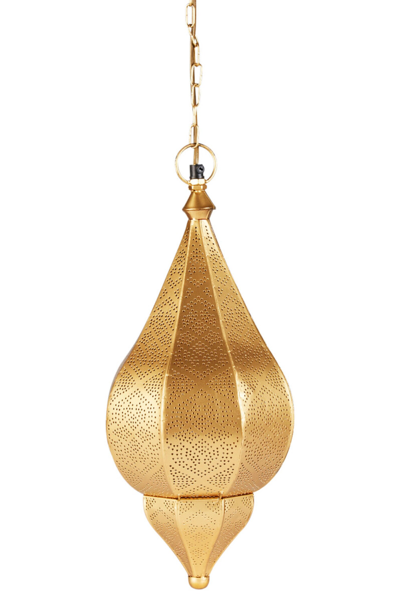Orientalische Hängelampe Kihana Gold - Metallpendelleuc