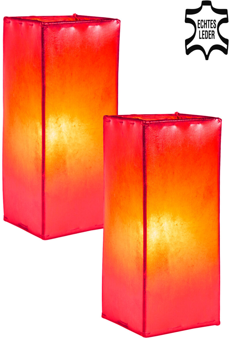 2er Set Nachttischlampe Tischlampe Lampe Janka rot