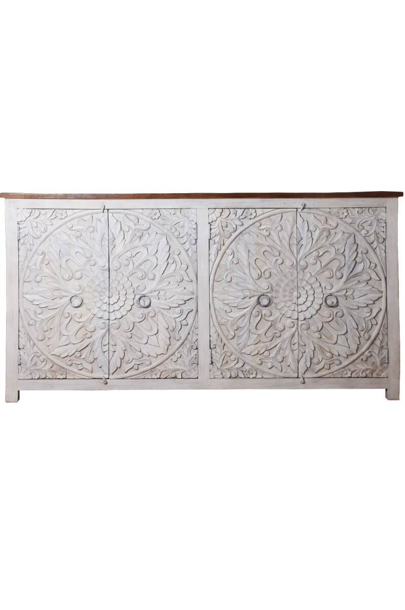 Orientalische Massivholz Kommode Sideboard Faiza Weiss