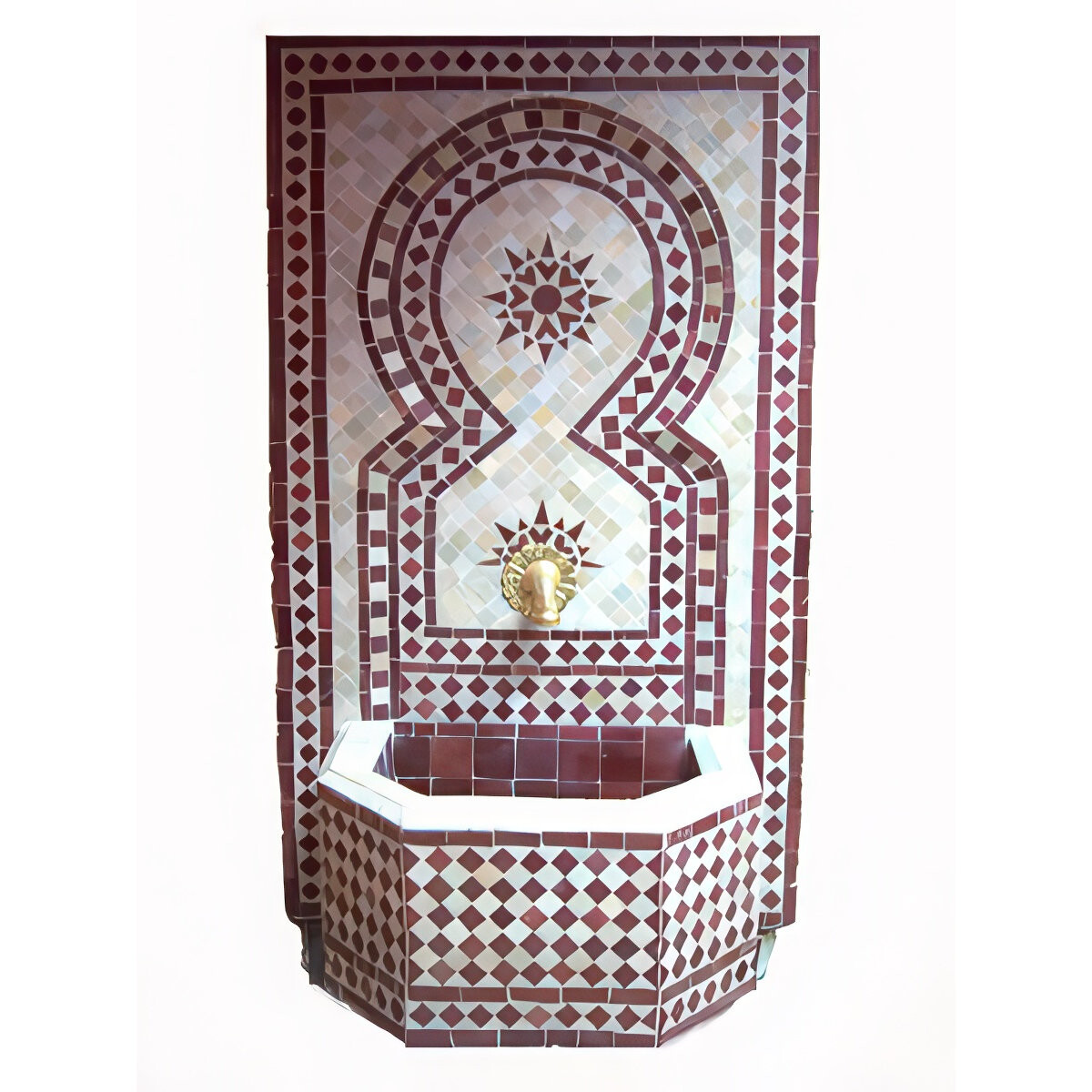 Marokkanischer Mosaik Gartenbrunnen 110cm | Boho Zimmerbrunn