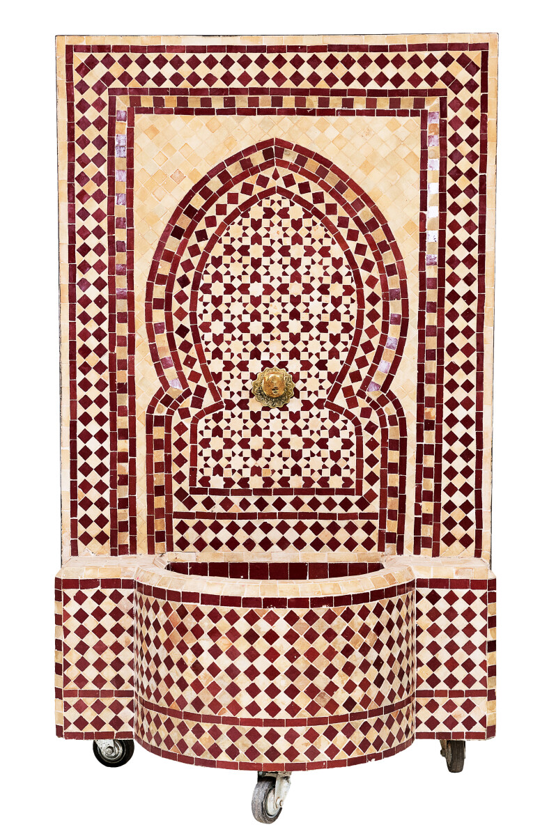 Marokkanischer Mosaik Gartenbrunnen 135cm | Boho Zimmerbrunn