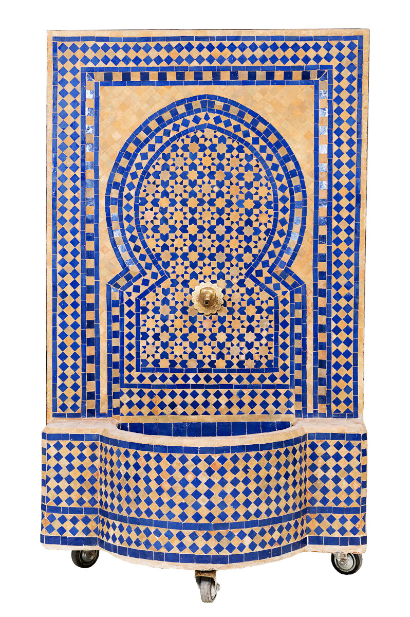 Marokkanischer Mosaik Gartenbrunnen 135cm | Boho Zimmerbrunn