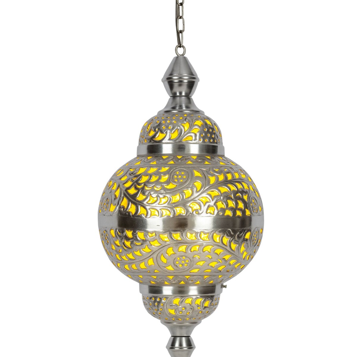 Fahda Silber Hängeleuchte | Orientalische Lampe handgef