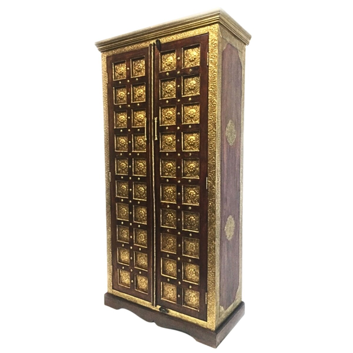 Orientalischer Massivholz Schrank Yafiah 180cm Messing Verzi