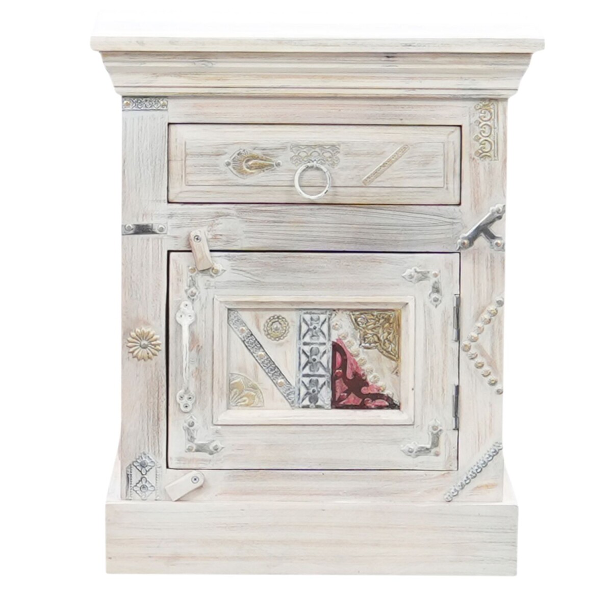 Nachttisch Antara Holz Weiß 60cm | Boho Vintage Stil h