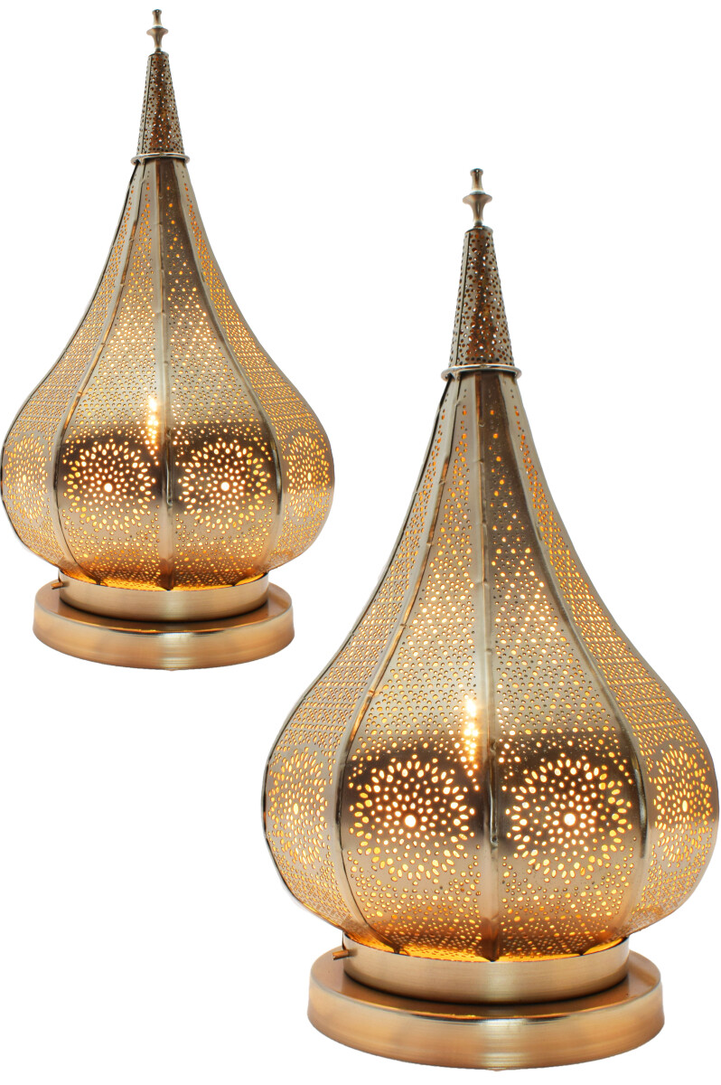 2er Set Orientalische Tischlampe Lampe Kais Silber