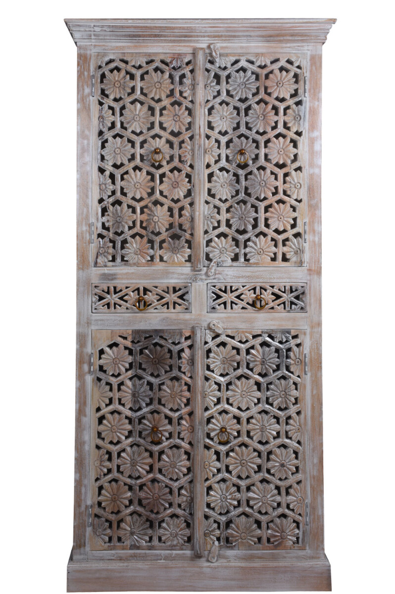 Vintage Schrank Kleiderschrank Hamada Grau