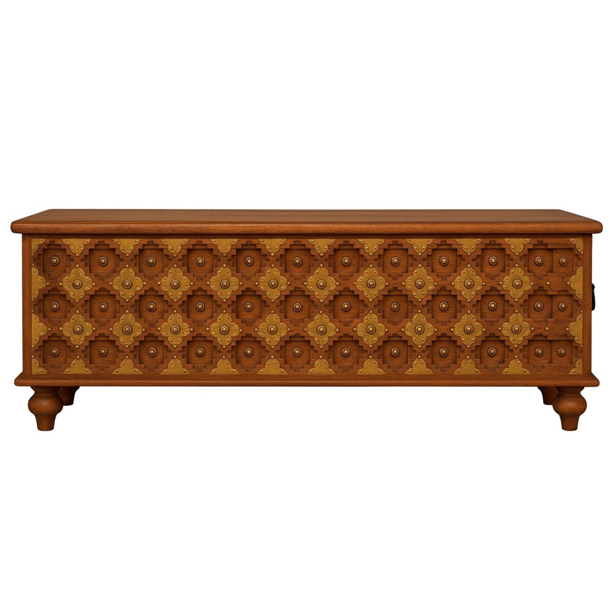 Truhe Sitzbank Febin aus Mango-Holz mit goldenen Details 143