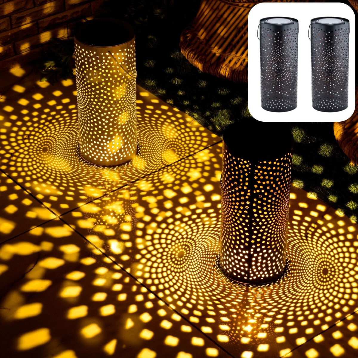 2er Set Vintage Solarlaterne Solar Later box