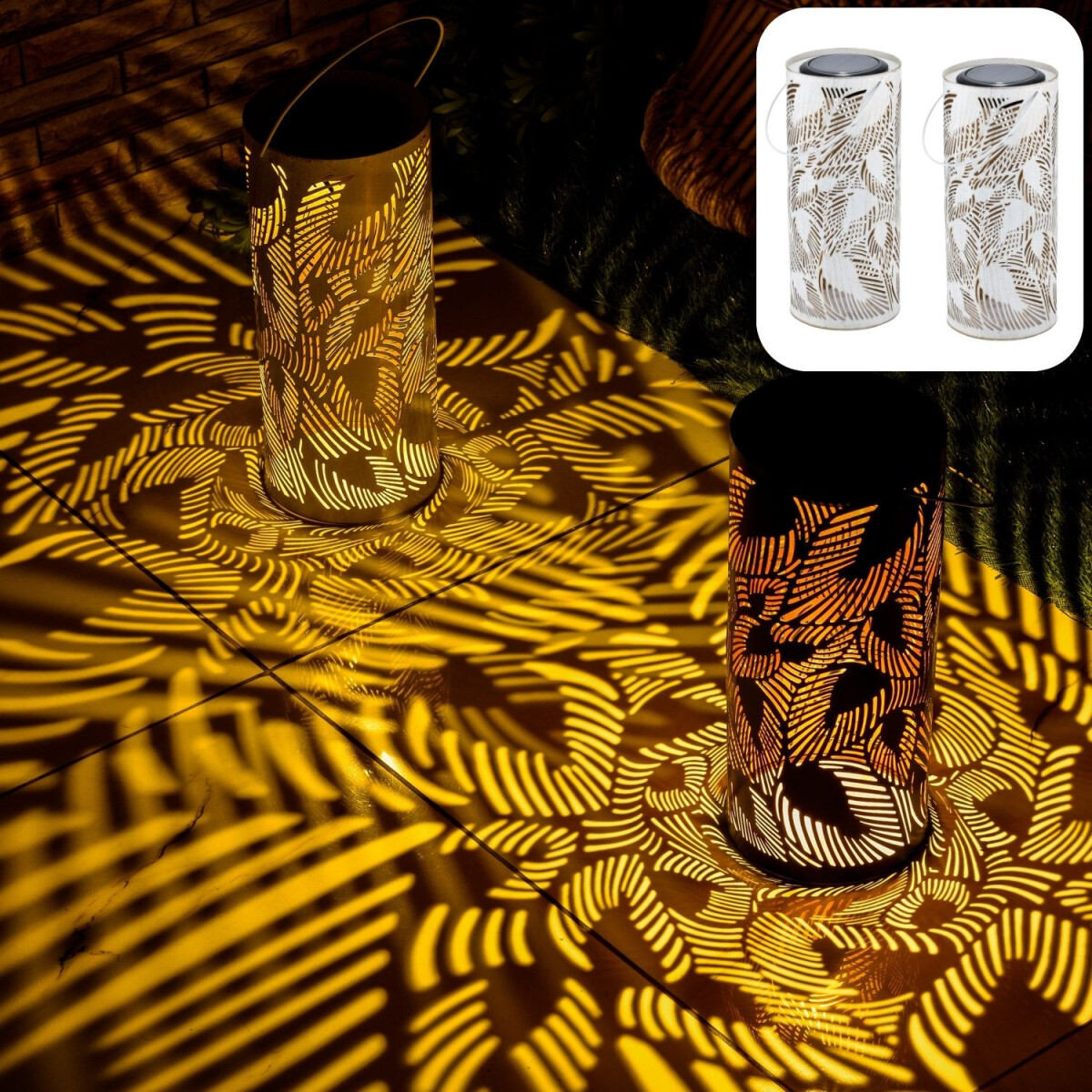 2er Set Boho Solarlaterne Solar Laterne  box