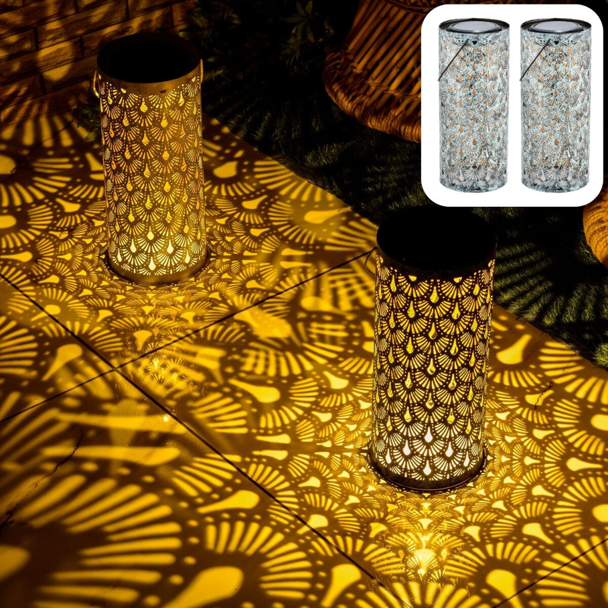 2er Set Moderne Solarlaterne Solar Later box