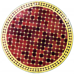 Marokkanischer Mosaiktisch Marrakesch Bordeaux Gelb 100cm...