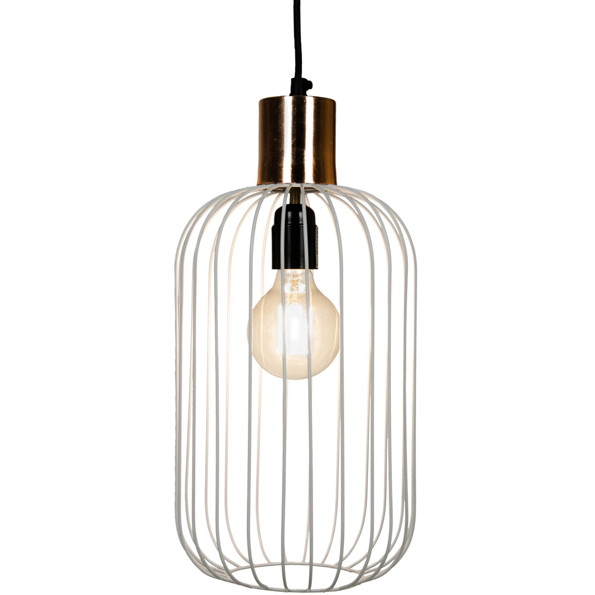 Retro Pendelleuchte Albo Weiß Kupfer 39cm | Handgemach