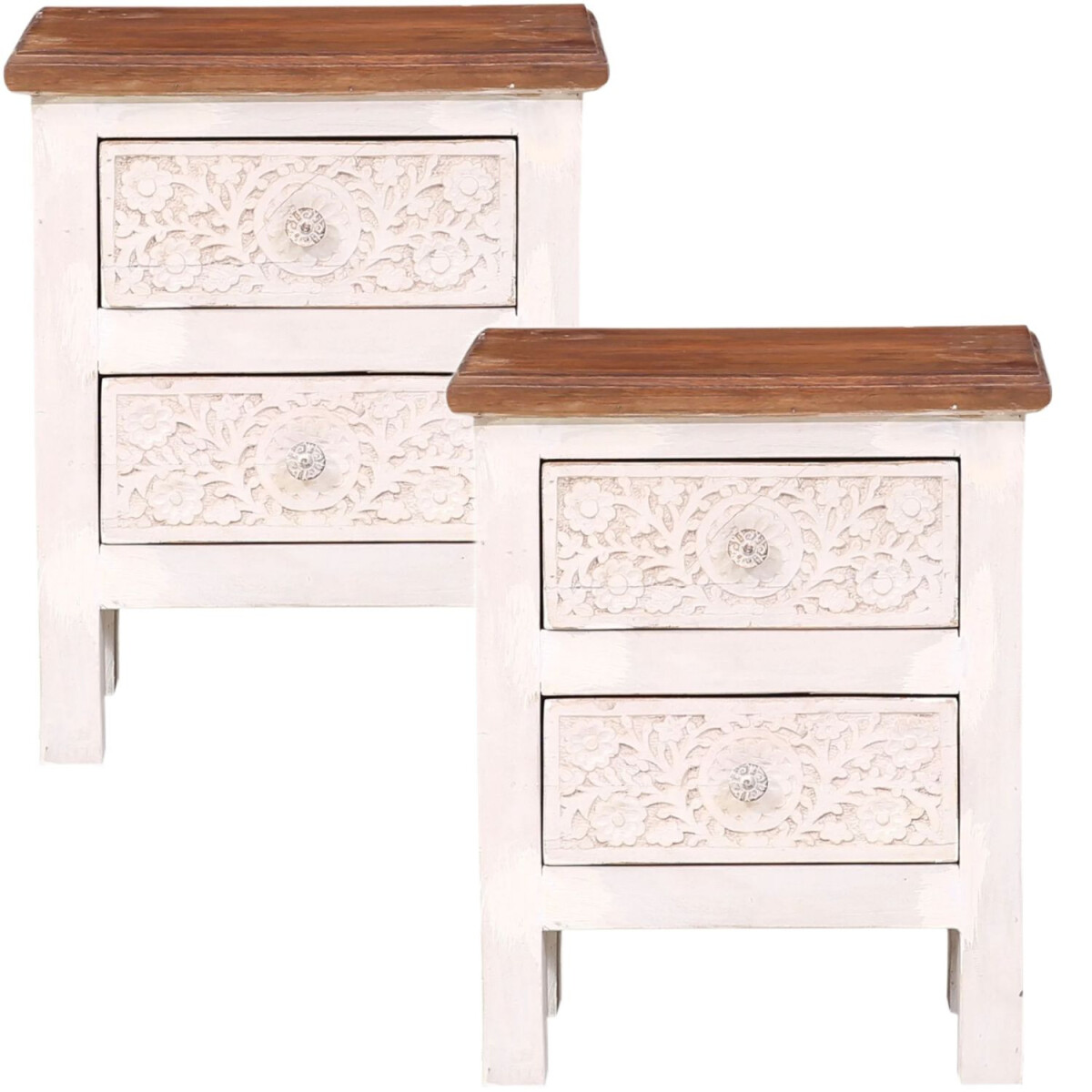 2er Set Boho Möbel Nachttisch Beistelltisch Nachtschran