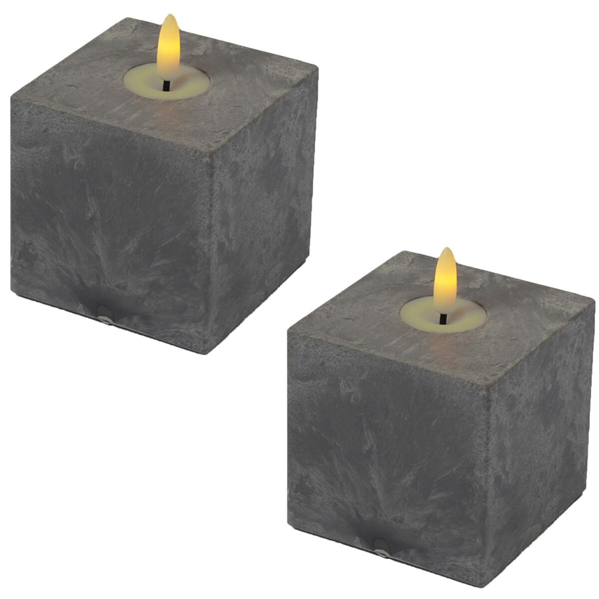 2er Set LED Kerze Zement Design Samod Ec box