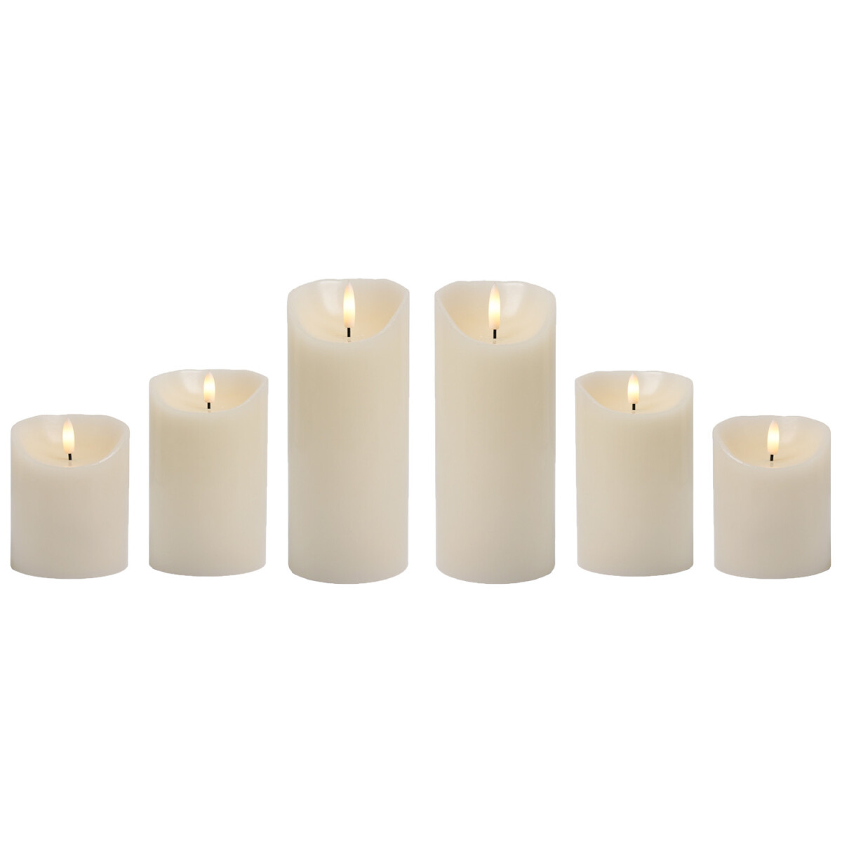 6er Set LED Echtwachs Kerze Stumpenkerze box