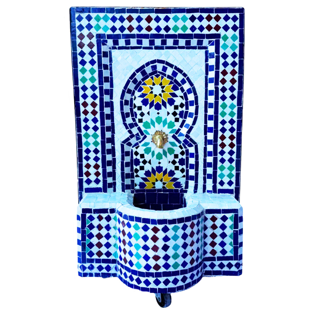 Marokkanischer Mosaik Gartenbrunnen 79cm | Boho Zimmerbrunne