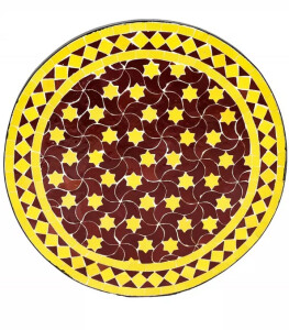 Marokkanischer Mosaiktisch Estrella Bordeaux Gelb 80cm |...
