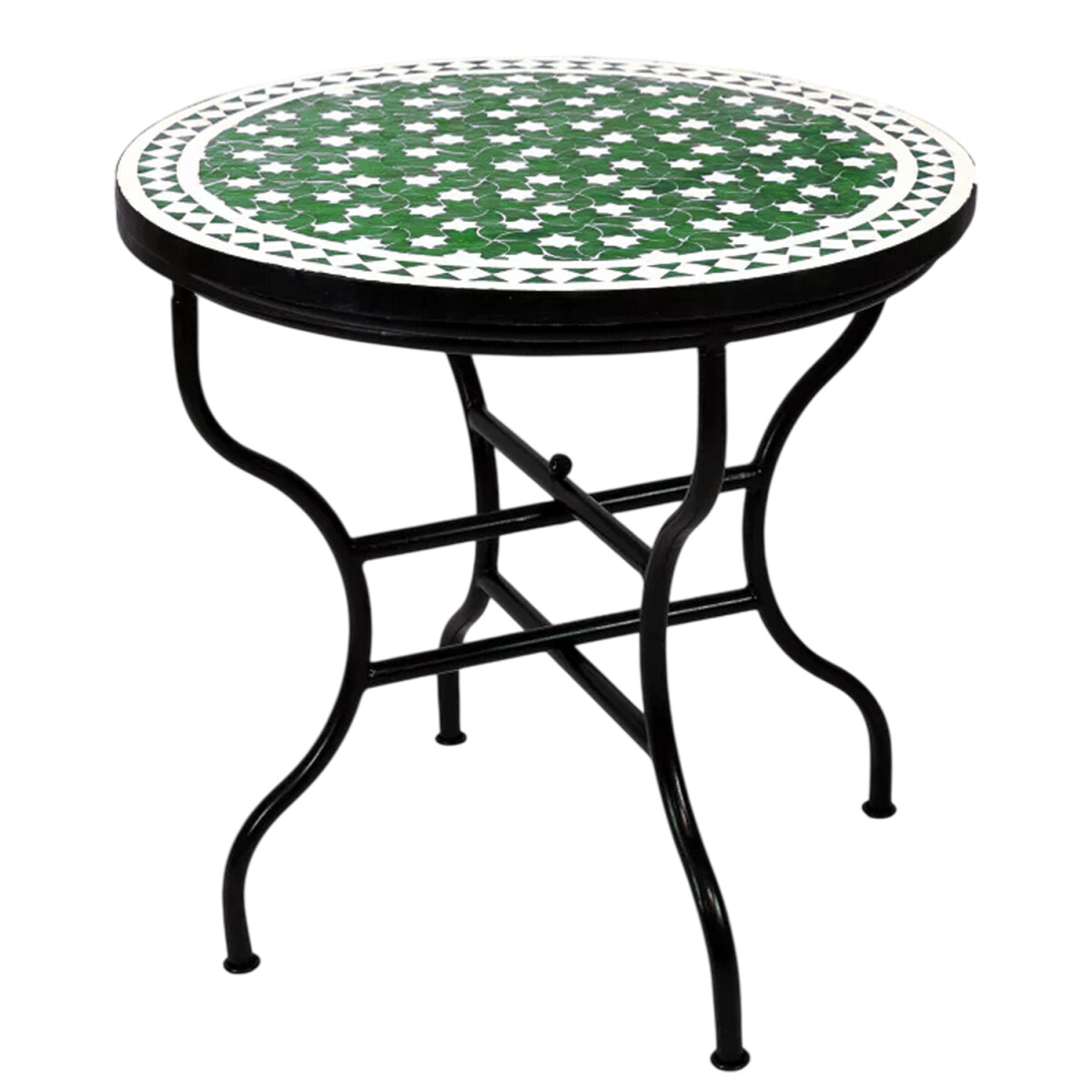 Marokkanischer Mosaiktisch Estrella Grün Weiss 80cm | H
