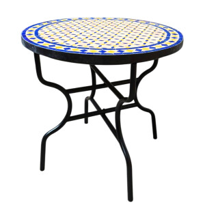 Marokkanischer Mosaiktisch Giralda Natur Blau Gelb 80cm |...