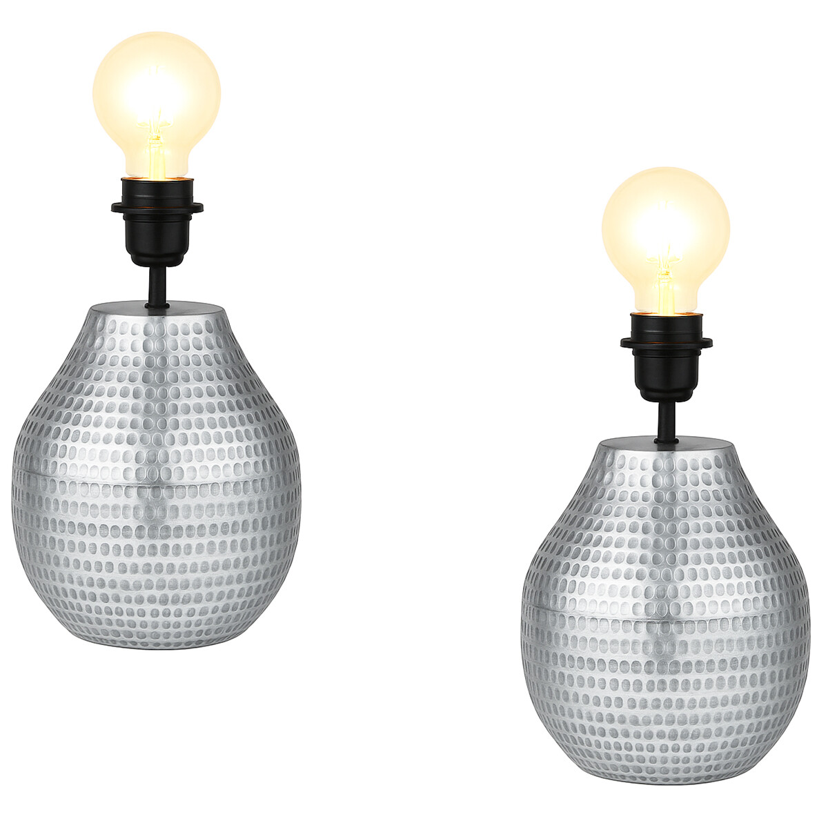 2er Set Tischlampenfuß Cameo Silber 20cm - Boho Lampen