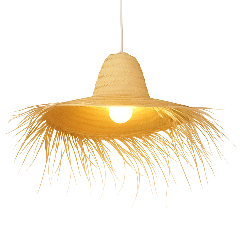 Boho Pendelleuchte Toluca handgefertigt aus Palmenblatt in N