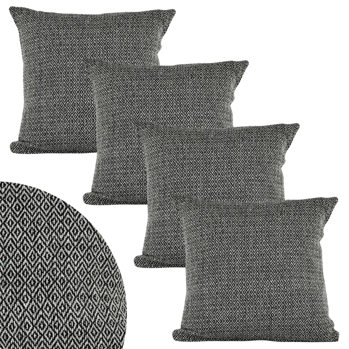 4er Set Kissenbezüge Calix Anthrazit 40cm aus Baumwolle