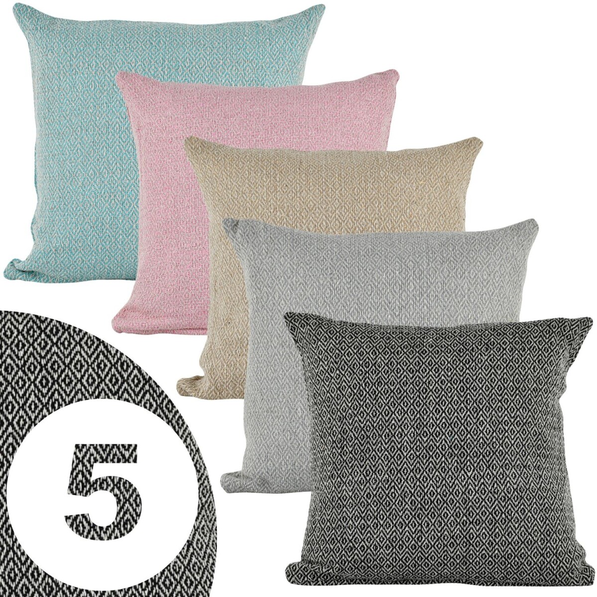 5er Set Kissenbezüge Calix Bunt 40cm aus Baumwolle | Bo