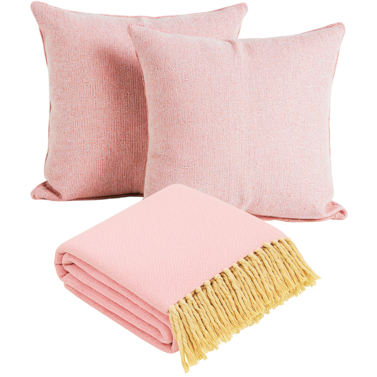 Boho Tagesdecke & 2 Kissen Set Calix Pink, Baumwolle 125