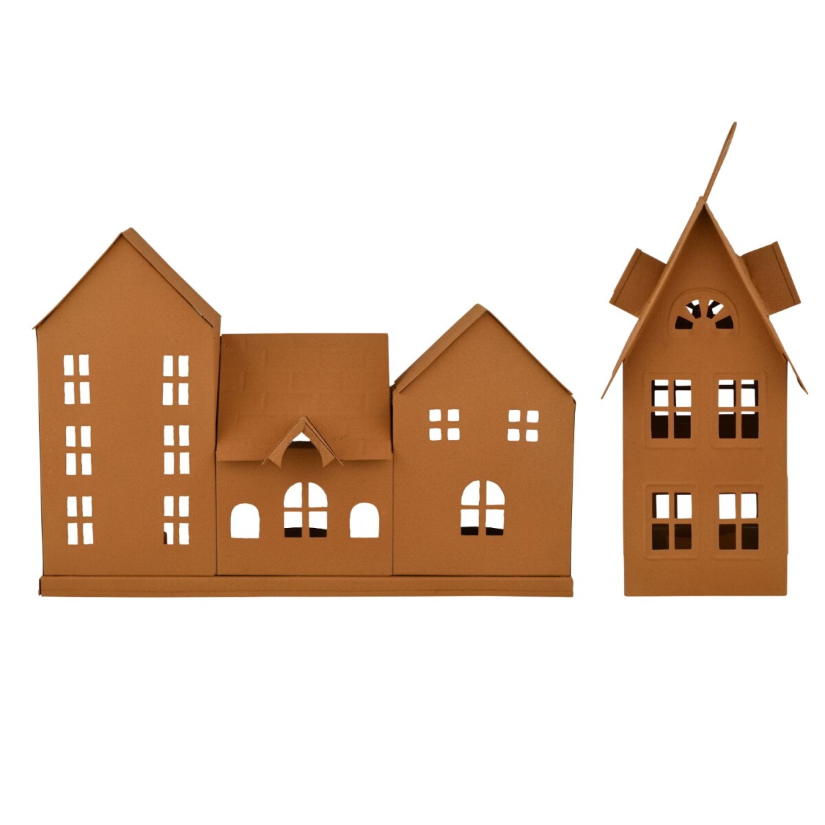 2er Set Häuserzeile Teelichthalter Calibri rost | Scand