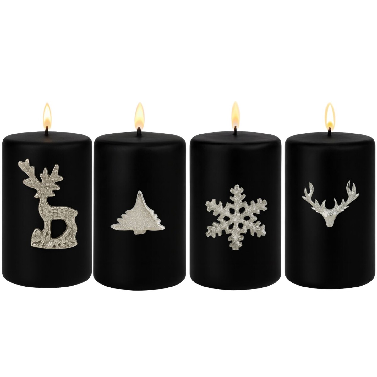 4er Set Kerzenpin Caloge FHIB 6cm Silber box