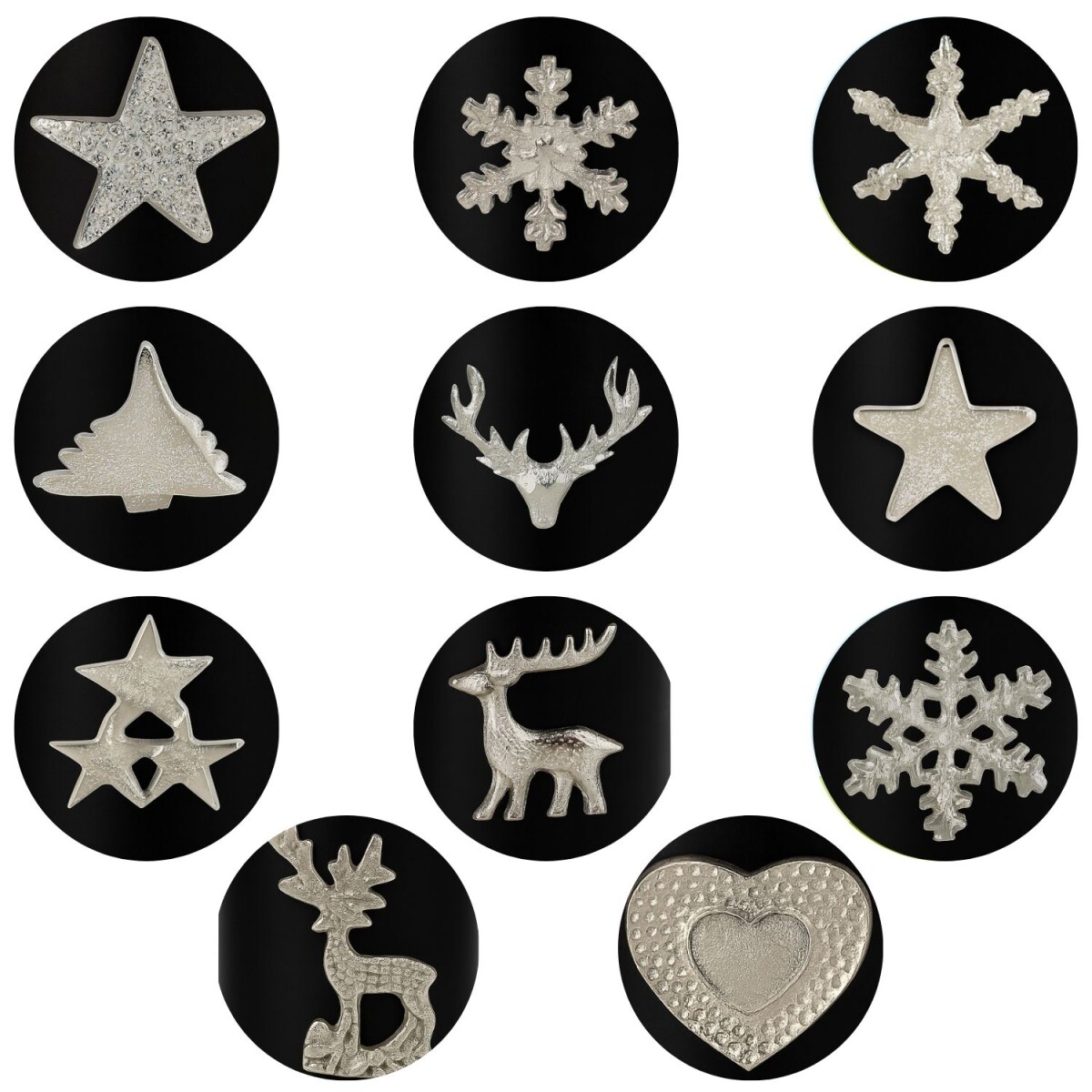 11er Set Kerzenpin Caloge 6cm Silber | Boho Vintage Kerzenst