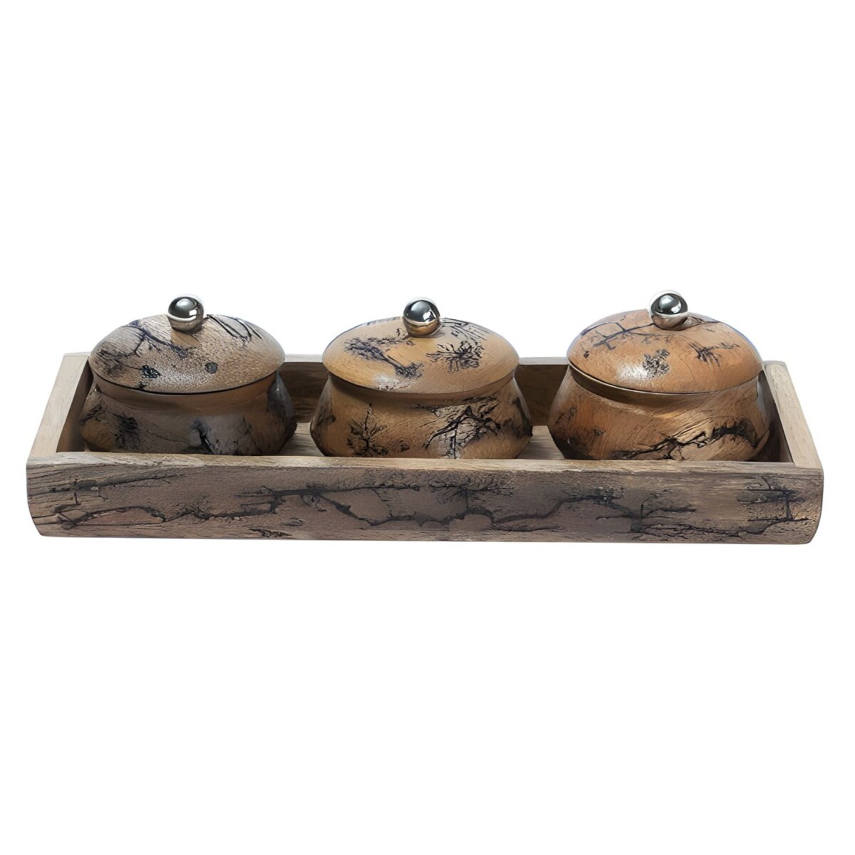 4er Set Orientalisches Gewürzdosen-Set Louja aus Holz i