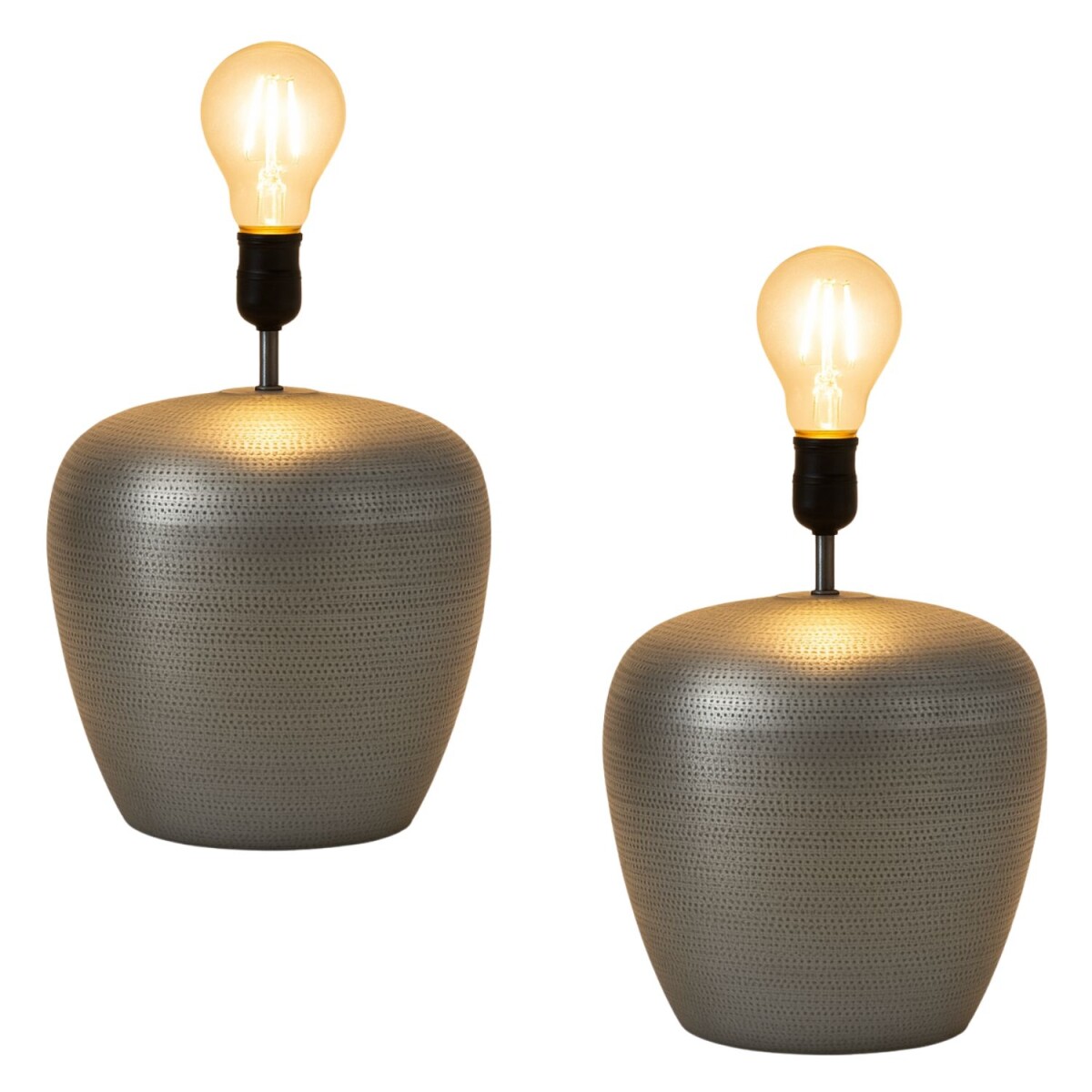 2er Set Tischlampenfuß Camden Silber 39cm, Boho Lampen