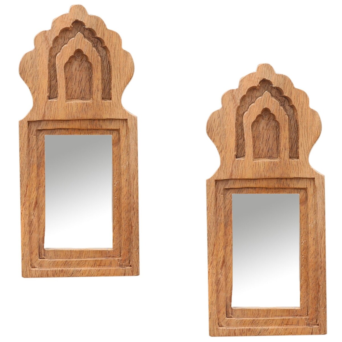 2er Set Wandspiegel Mukana Natur H 22cm × B 10cm &time