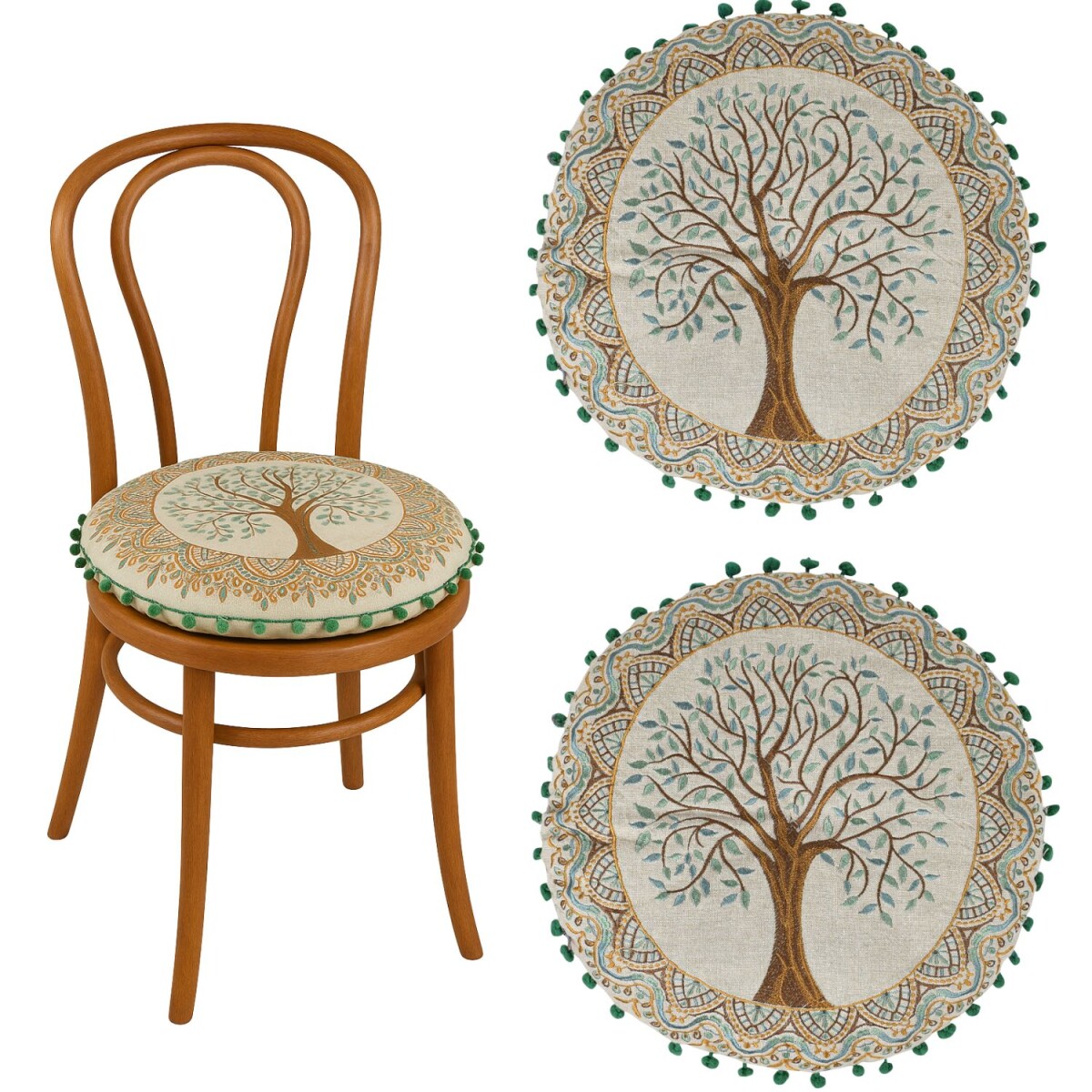 2er Set Rundes Stuhlkissen Guansha Braun box