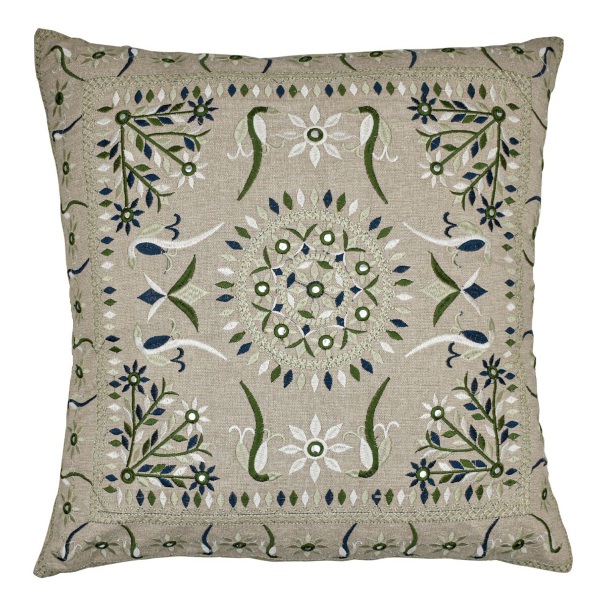 Handgefertigter Kissenbezug Lodge Grün 50x50cm | Boho V