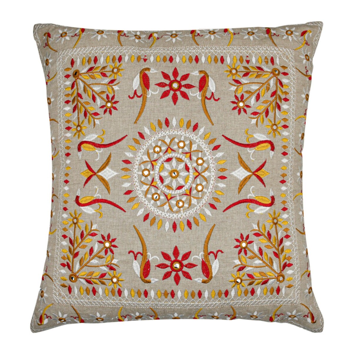 Handgefertigter Kissenbezug Lodge Rot 50x50cm | Boho Vintage