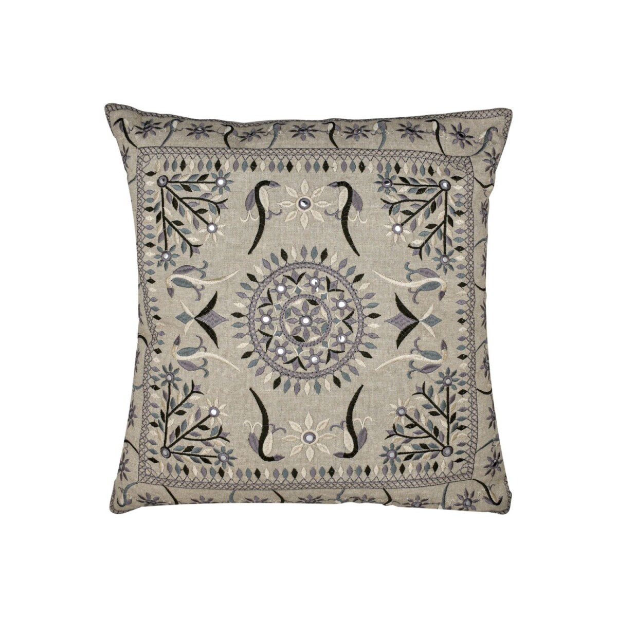 Handgefertigter Kissenbezug Lodge Grau 40x40cm | Boho Vintag