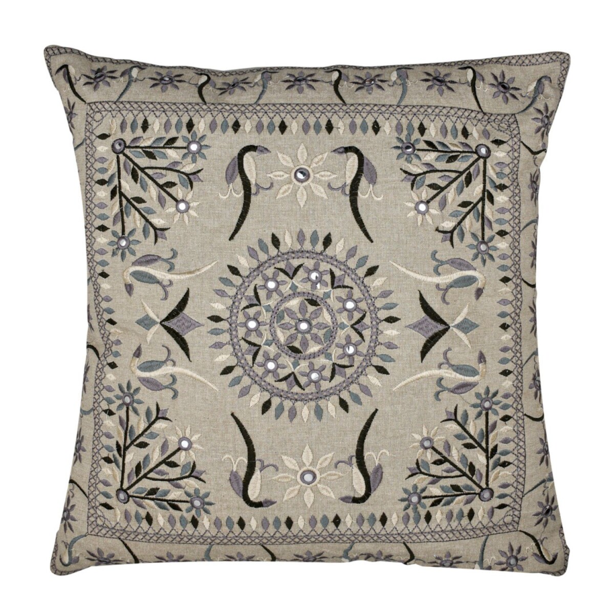 Handgefertigter Kissenbezug Lodge Grau 50x50cm | Boho Vintag