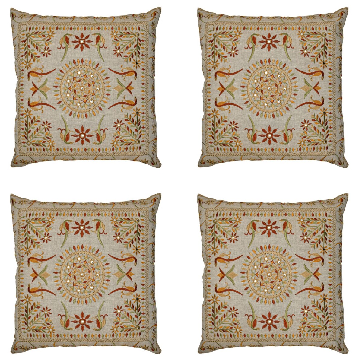 4er Set Kissenbezug Handgefertigt Lodge Braun 40x40cm | Boho