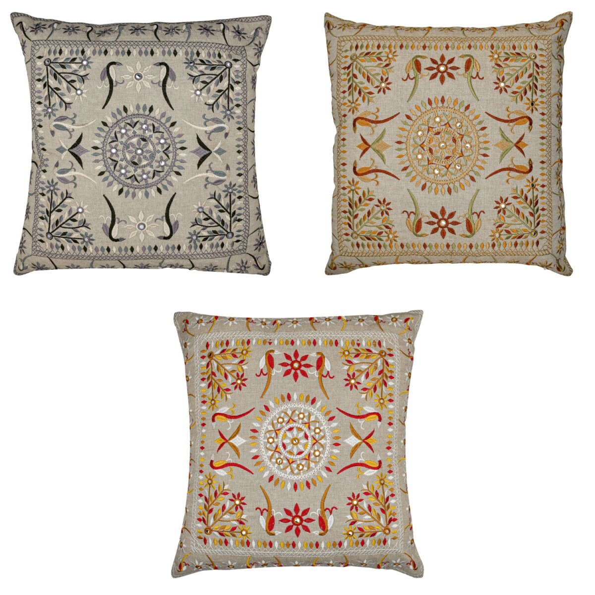 3er Set Kissenbezug Handgefertigt Lodge Bunt 40x40cm | Boho 