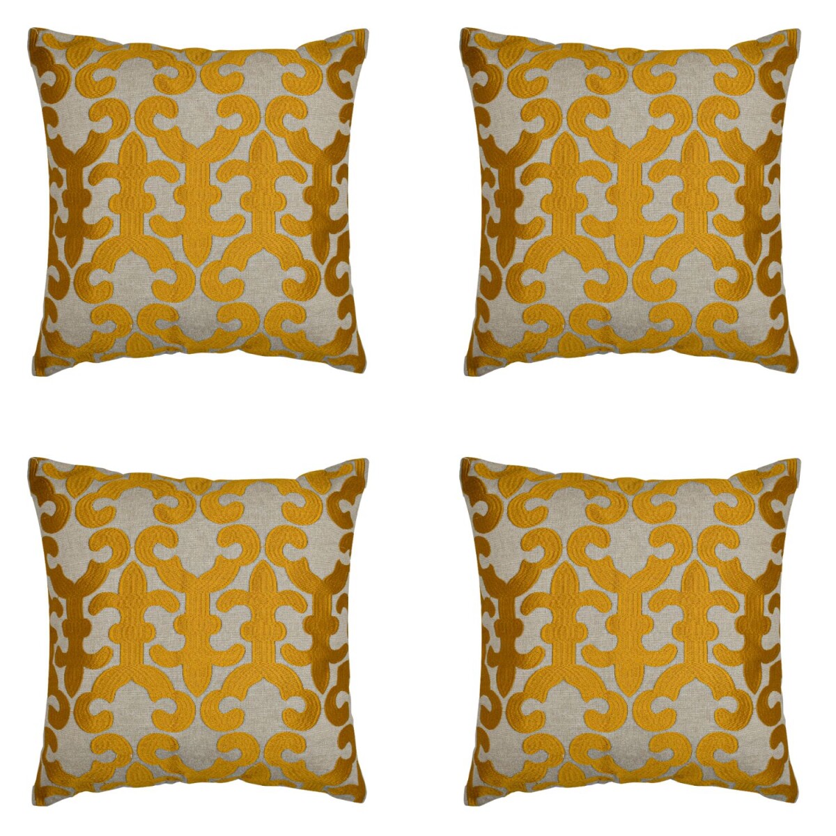 4er Set Kissenbezug Handgefertigt Kayon Gold 40x40cm | Boho 