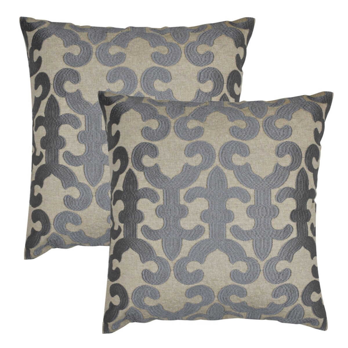 2er Set Kissenbezug Handgefertigt Kayon Grau 40x40cm | Boho 