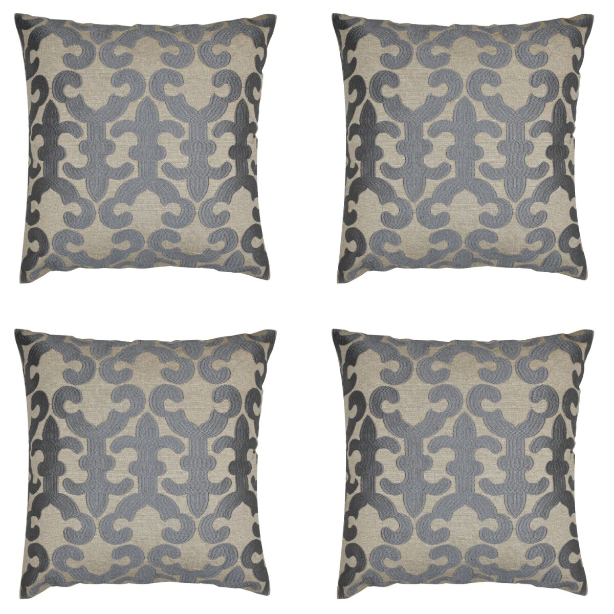 4er Set Kissenbezug Handgefertigt Kayon Grau 40x40cm | Boho 