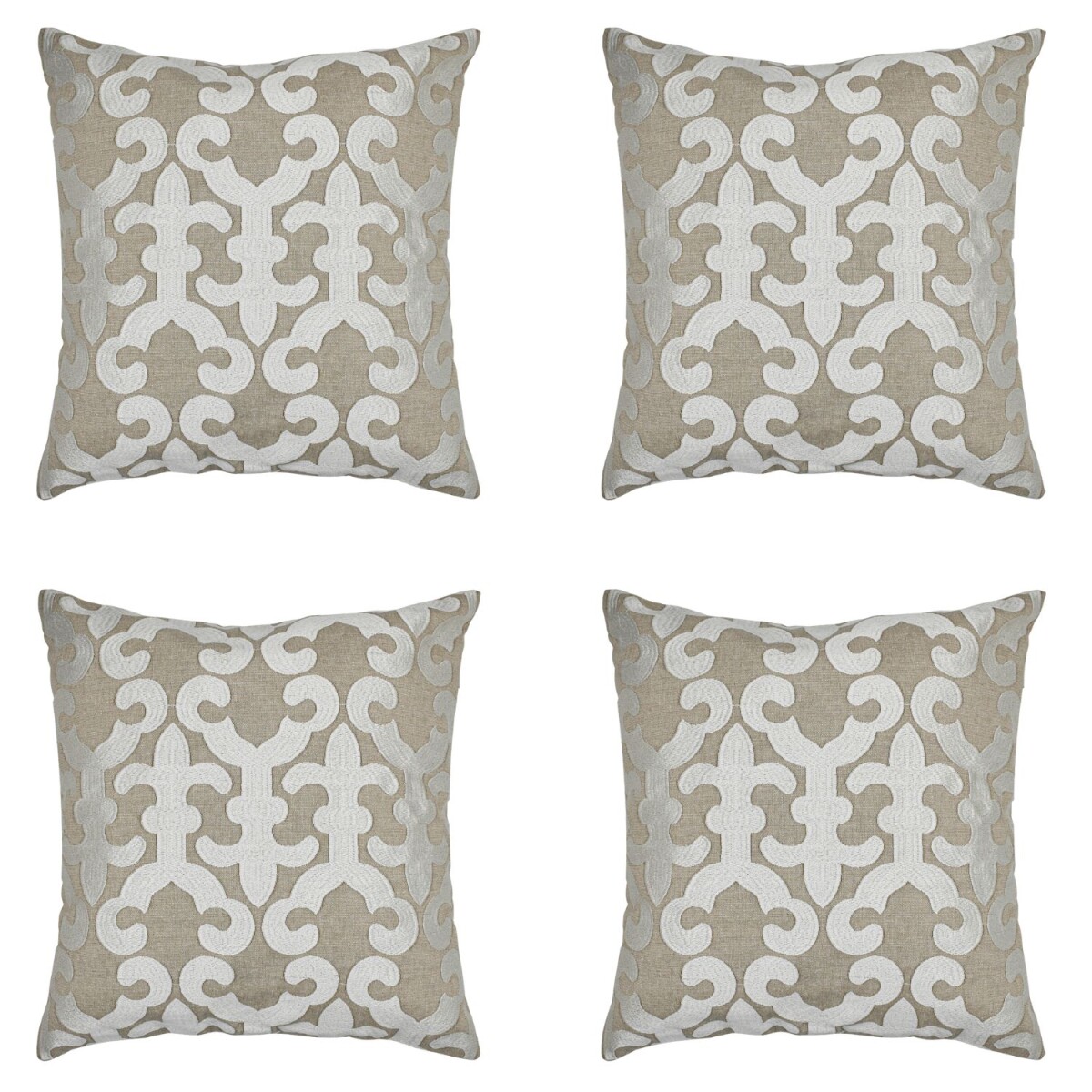 4er Set Kissenbezug Handgefertigt Kayon Weiss 40x40cm | Boho